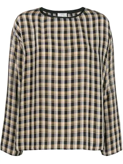 Shop Forte Forte Check Long-sleeve Blouse In Black