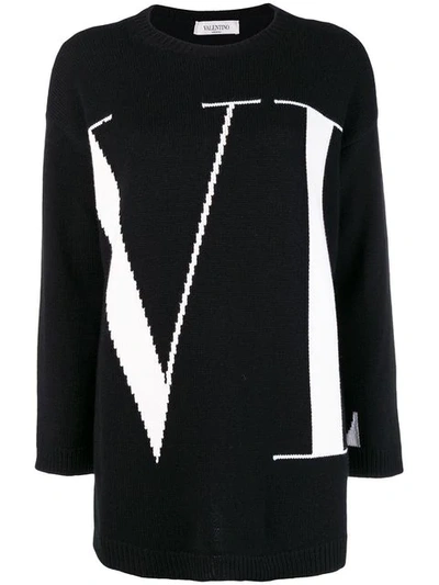 Shop Valentino Vltn Logo Sweater In 0na Black