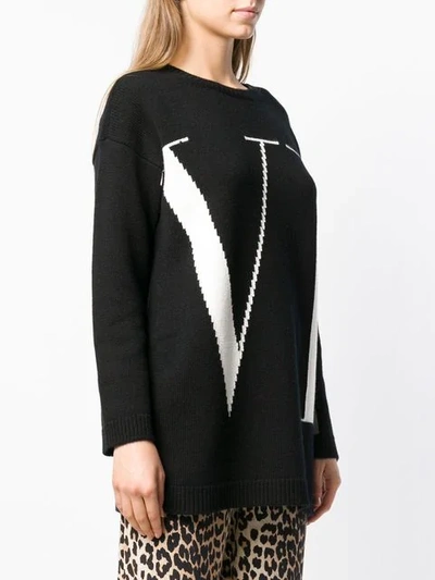 Shop Valentino Vltn Logo Sweater In 0na Black