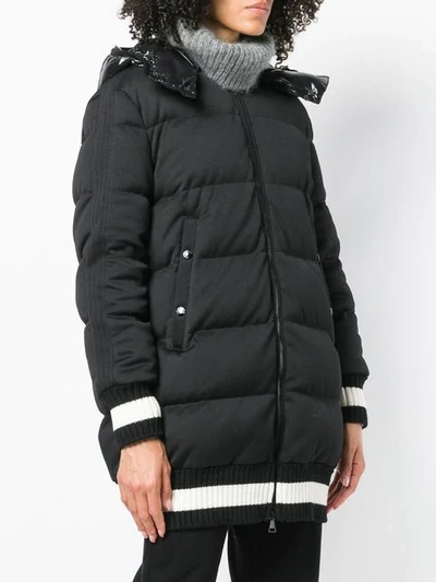 Shop Moncler Zipped Padded Coat - Black