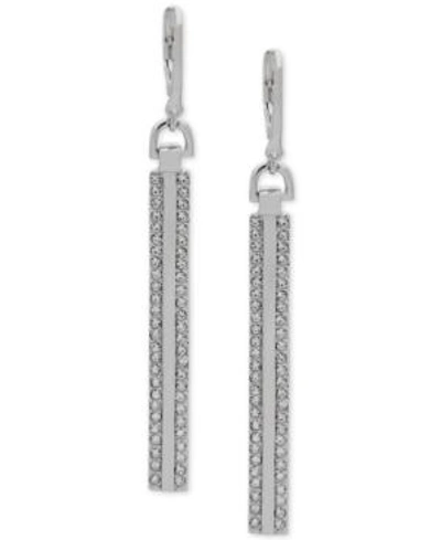 Shop Dkny Pave Linear Drop Earrings In Silver