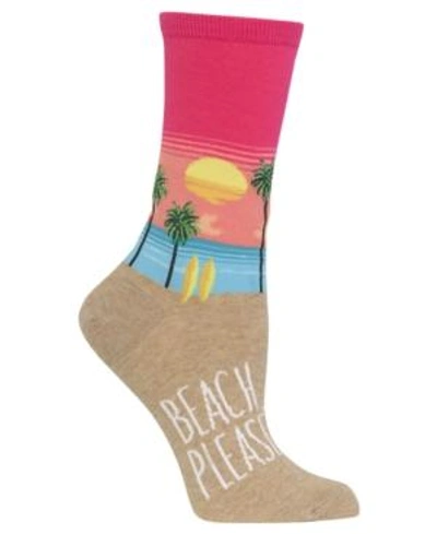 Shop Hot Sox Women's Beach Crew Socks In Hot Pink