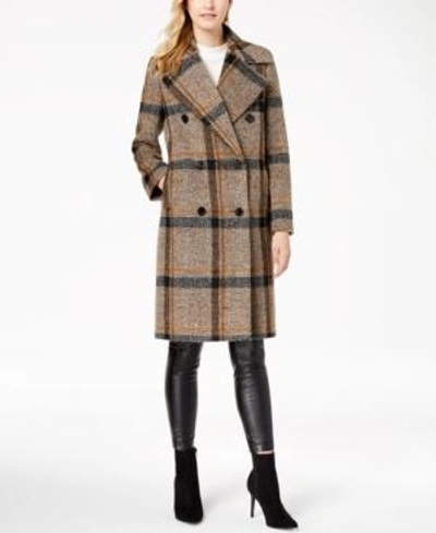 Shop Kendall + Kylie Double-breasted Plaid Walker Coat