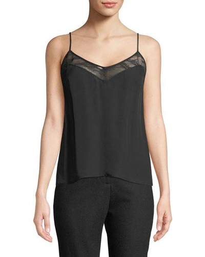 Shop Equipment Layla Silk Cami With Lace Trim In True Black