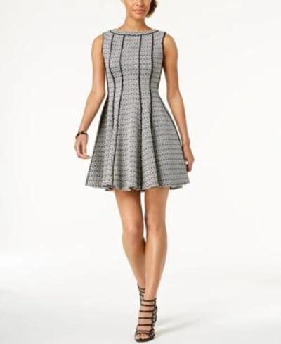 Shop Taylor Jacquard Fit & Flare Dress In Black Multi