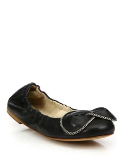 Shop See By Chloé Clara Chain Leather Ballet Flats In Black