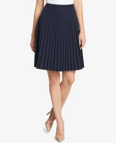 Shop Tommy Hilfiger Pleated Twill Skirt In Midnight