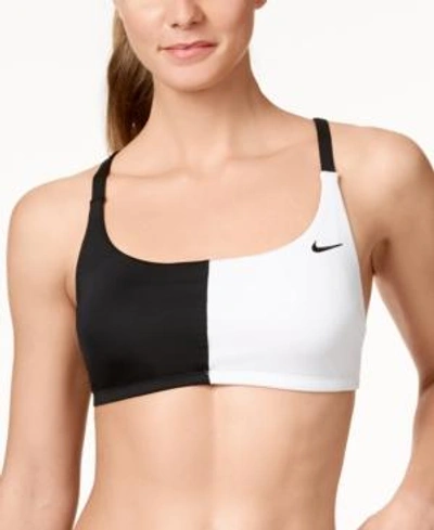 Shop Nike Color Surge Colorblocked V-back Bikini Top Women's Swimsuit In Black
