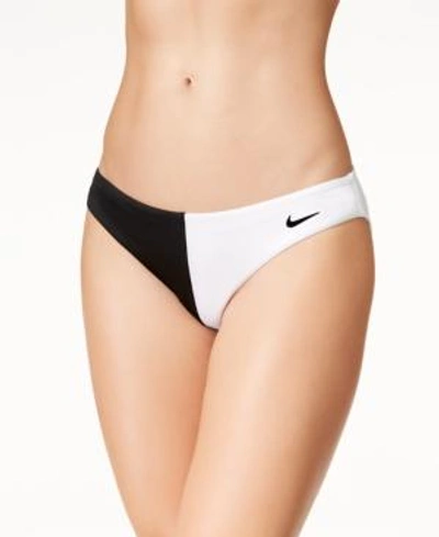 Shop Nike Color Surge Colorblocked Hipster Swim Bottoms Women's Swimsuit In Black