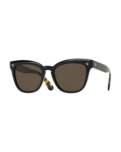 Shop Oliver Peoples Marianela Rounded Plastic Sunglasses In Black