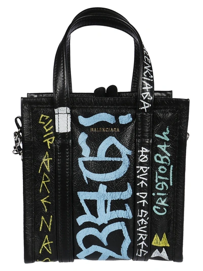 Shop Balenciaga Xxs Bazar Shoulder Bag In Black/multicolor