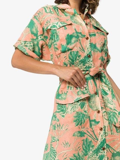 Shop Chufy Safari Linen Shirt Dress In Pink