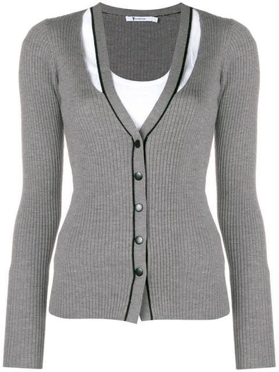 Shop Alexander Wang T T By Alexander Wang Ribbed Cut-out Cardigan - Grey