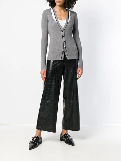 Shop Alexander Wang T T By Alexander Wang Ribbed Cut-out Cardigan - Grey