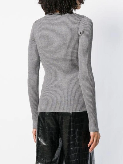 Shop Alexander Wang T T By Alexander Wang Ribbed Cut-out Cardigan - Grey