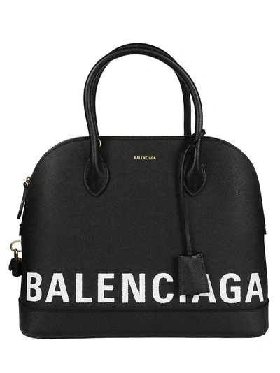 Shop Balenciaga Medium Ville Logo Tote In Black