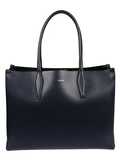 Shop Lanvin Journee Medium Shopper Bag In Midnight Blue