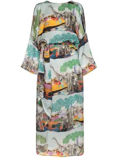 Shop Chufy Savannah Silk Tunic Maxi Dress - Multicolour