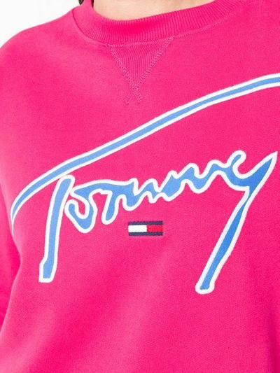 Shop Tommy Jeans Logo Sweatshirt - Pink In Pink & Purple