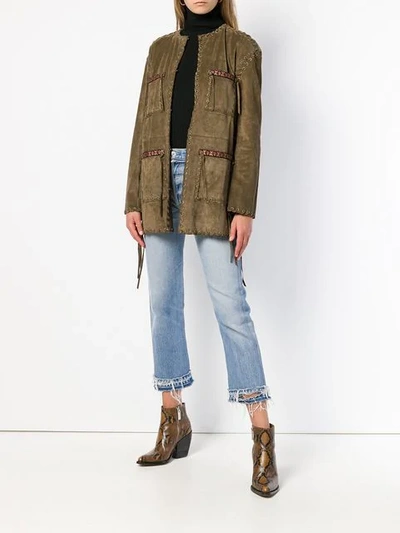 Shop Etro Woven Safari Jacket In Brown