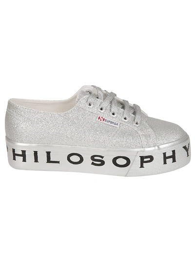 Shop Philosophy Di Lorenzo Serafini Superga Glitter Platform Sneakers In Silver