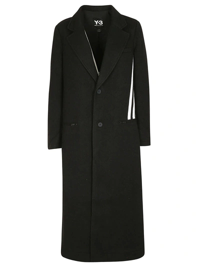 Shop Y-3 Stripe Detail Coat In Black