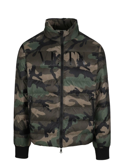 Shop Valentino Camouflage Padded Jacket In F00