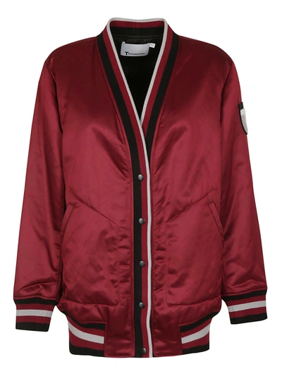 Shop Alexander Wang T T By Alexander Wang Ribbed Trim Bomber In Red