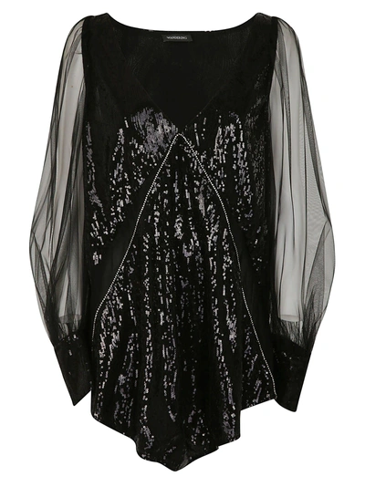 Shop Wandering Deep V-neck Sequined Mini Dress In Black