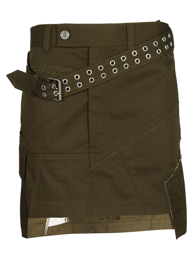 Shop Helmut Lang Military Patch Skirt In Green