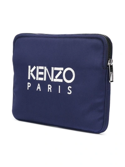 Shop Kenzo Tiger Embroidered Clutch - Blue