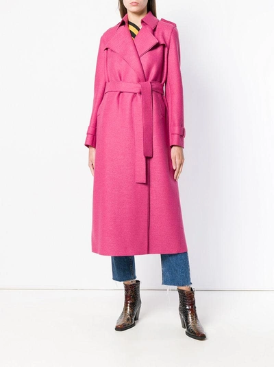 Shop Harris Wharf London Belted Trench Coat  In Pink & Purple