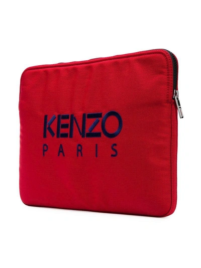 Shop Kenzo Tiger Embroidered Laptop Bag In Red