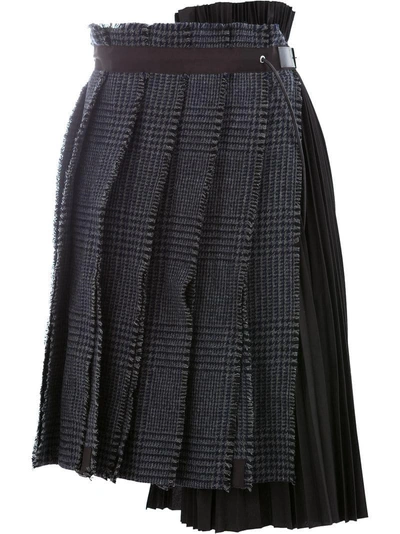 Shop Sacai Deconstructed Pleated Skirt In Black