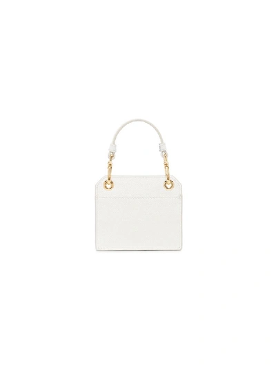 Shop Prada White Logo Mini Leather Bag