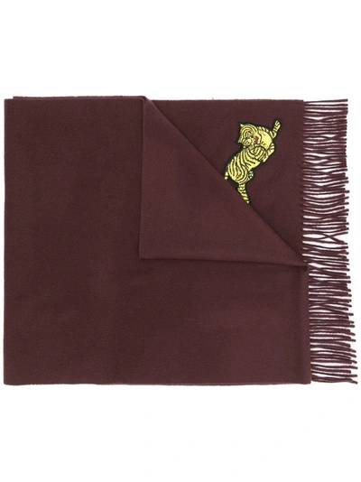 Shop Kenzo Tiger Embroidered Scarf - Pink