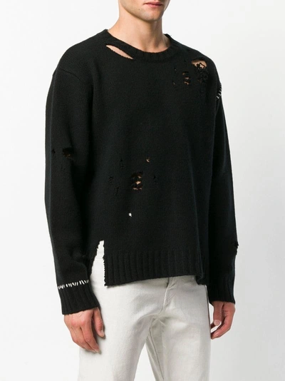 Shop Ambush Contrast Stitch Distressed Sweater In Black