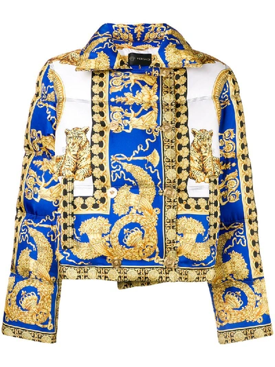 Shop Versace Double-breasted Padded Jacket - Farfetch In Yellow