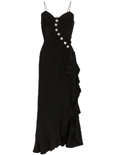 Shop Alessandra Rich Crepe Ruffled Dress - Black