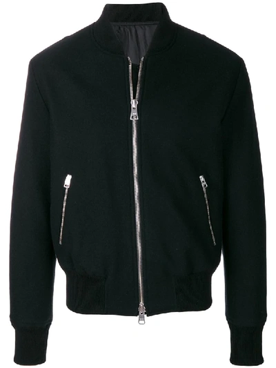 Shop Ami Alexandre Mattiussi Zipped Bomber Jacket In Black