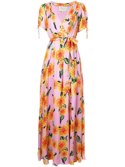 Shop Carolina Herrera Floral Print Tie Waist Dress