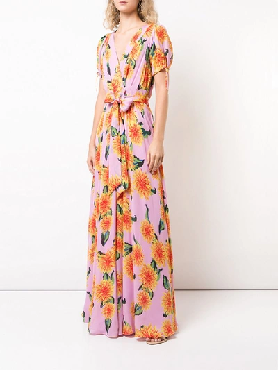 Shop Carolina Herrera Floral Print Tie Waist Dress