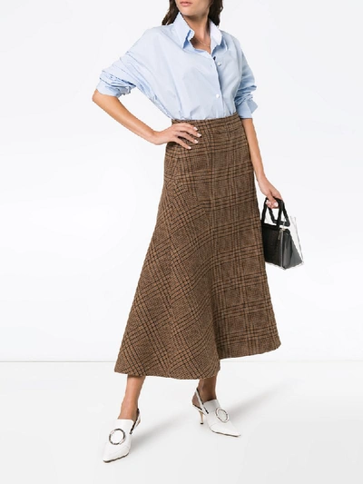 Shop Rejina Pyo High Waist Checked Skirt - Brown