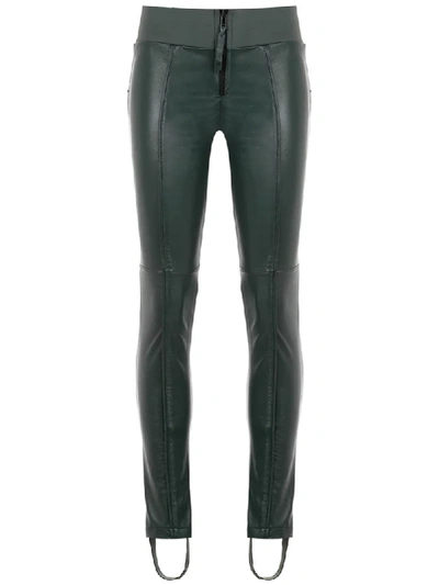 Shop Andrea Bogosian Leather Skinny Trousers - Green