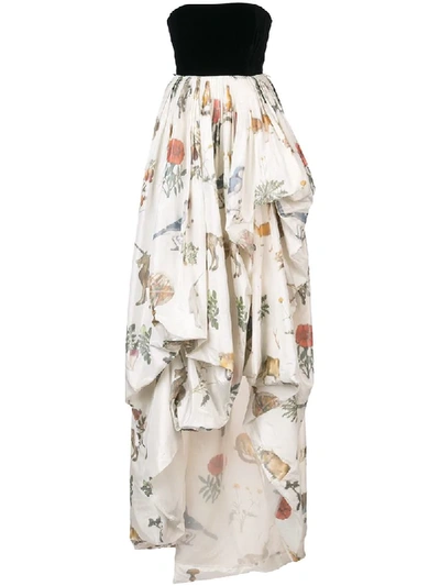 Shop Oscar De La Renta Strapless Velvet Bodice Gown - White