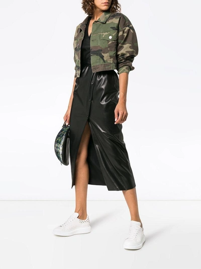 Shop Re/done Cropped Camouflage Cotton-blend Jacket - Green