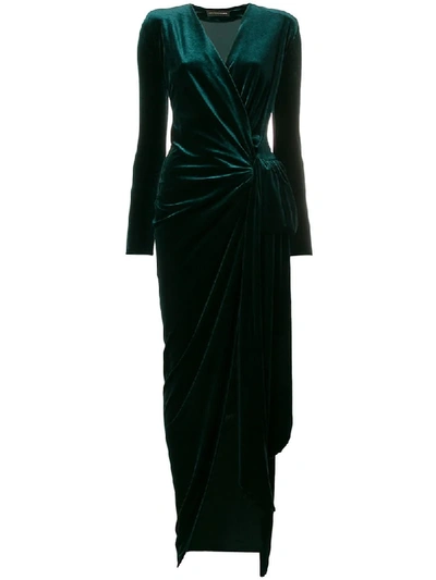 Shop Alexandre Vauthier V-neck Long Wrap Dress - Green