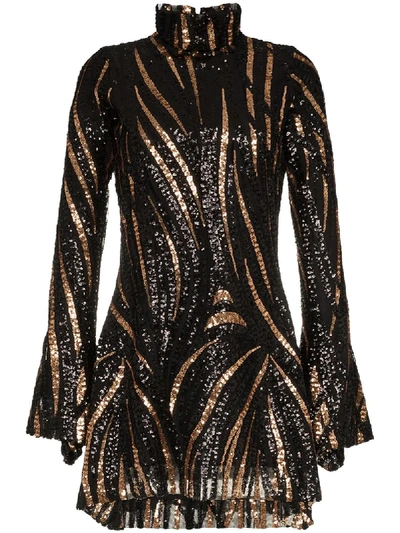 Shop Halpern Fitted Sequin Embellished Mini Dress - Black