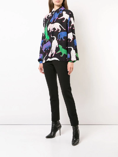 Shop Carolina Herrera Sheer Animal Print Shirt - Black