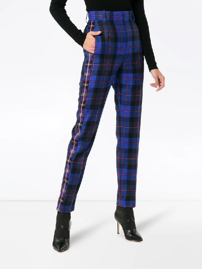 Shop Versace High-waisted Skinny Plaid Trousers
